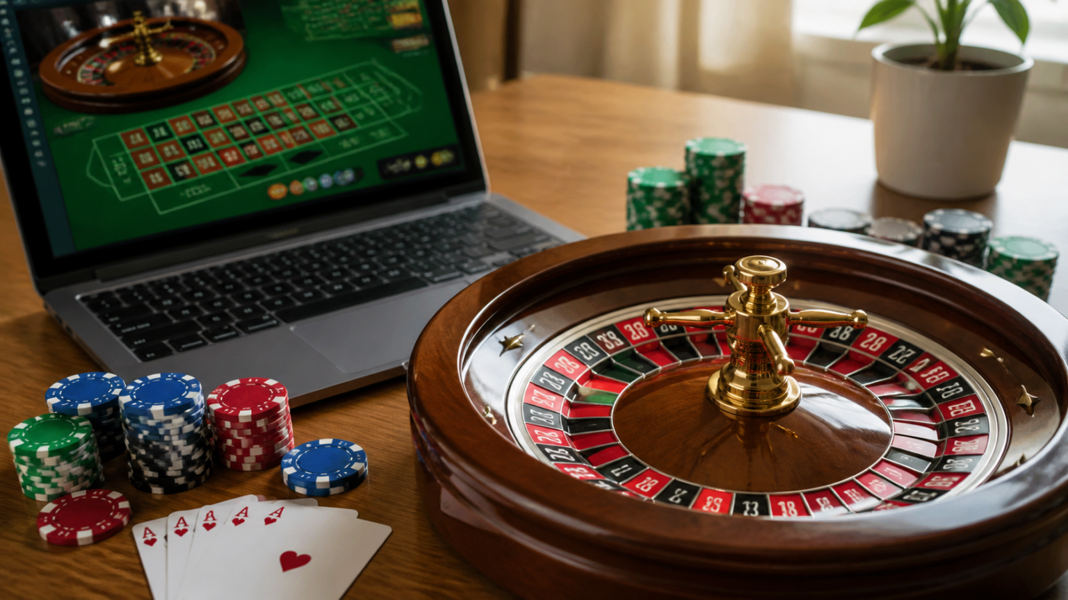 オンラインバカラのベット方法を基礎からわかりやすく紹介 Online casino games on a computer screen with cards and chips